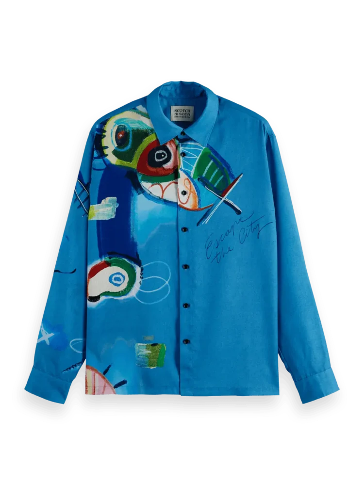 Scotch & Soda Tencel placement printed long sleeve relaxed-fit shirt - Image 5