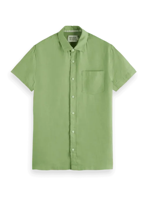 Scotch & Soda Short 180028 sleeve regular fit 100% linen shirt Pistachio. - Image 5