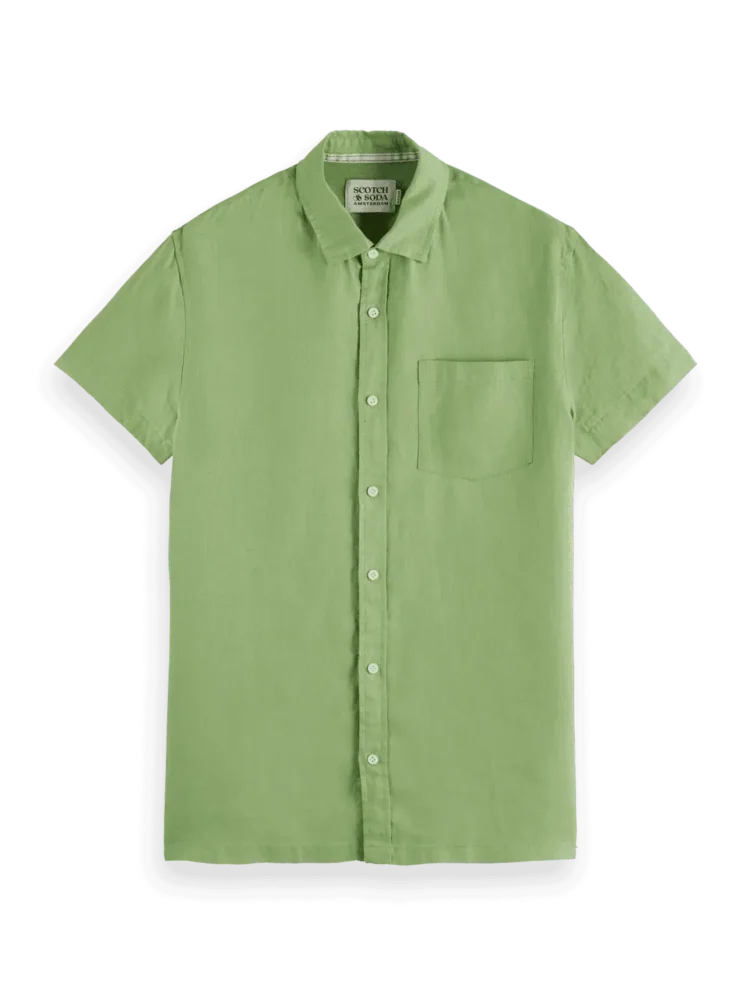 Scotch & Soda Short sleeve regular fit linen shirt, Pistachio - Image 5