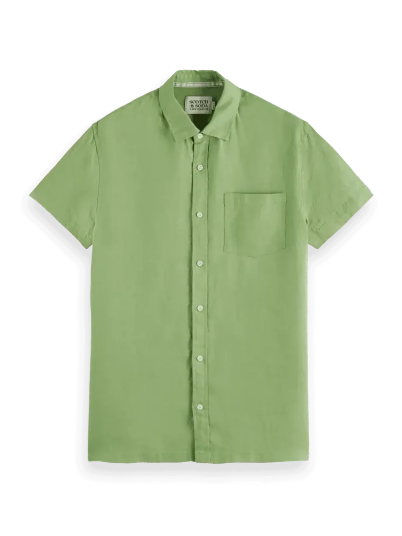 Scotch & Soda Short 180028 sleeve regular fit linen shirt, Pistachio - Image 5
