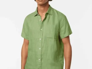 Scotch & Soda Short sleeve regular fit linen shirt, Pistachio