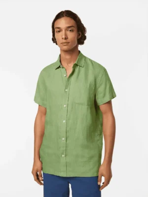 Scotch & Soda Short 180028 sleeve regular fit linen shirt, Pistachio