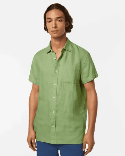 Scotch & Soda Short 180028 sleeve regular fit linen shirt, Pistachio