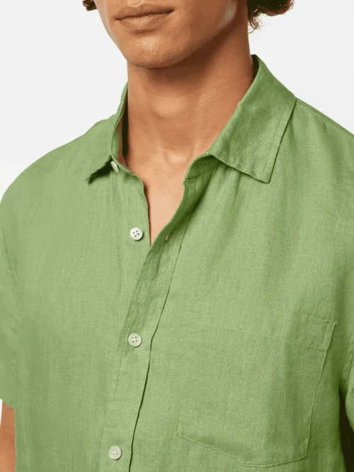 Scotch & Soda Short 180028 sleeve regular fit 100% linen shirt Pistachio. - Image 3