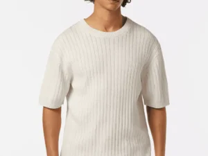 Scotch & Soda Structured knitted T-shirt Swan