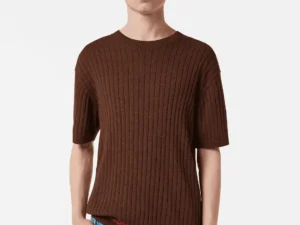 Scotch & Soda Structured knitted T-shirt Cold brew