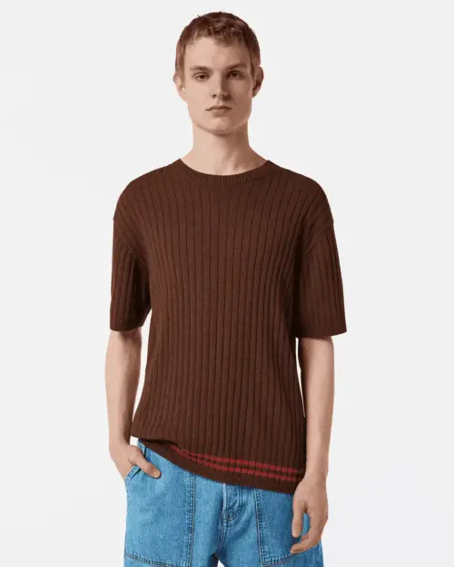 Scotch & Soda 180087 Structured knitted T-shirt Cold brew