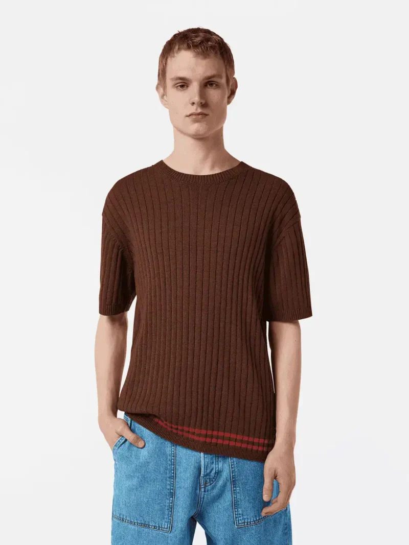 Scotch & Soda Structured knitted T-shirt Cold brew