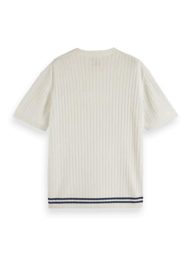 Scotch & Soda 180087 Structured knitted T-shirt Swan - Image 4