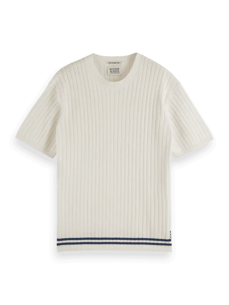 Scotch & Soda Structured knitted T-shirt Swan - Image 6
