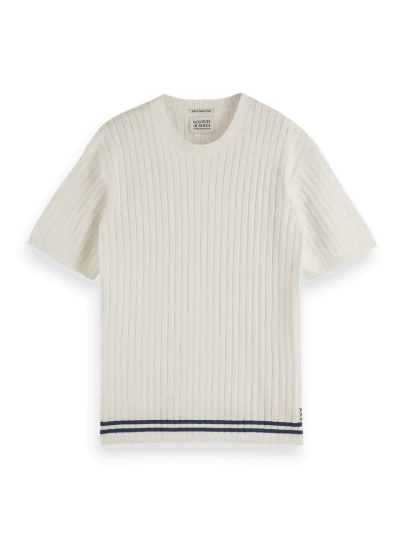 Scotch & Soda 180087 Structured knitted T-shirt Swan - Image 6