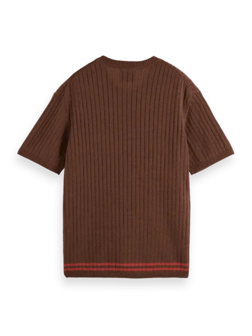Scotch & Soda 180087 Structured knitted T-shirt Cold brew - Image 3