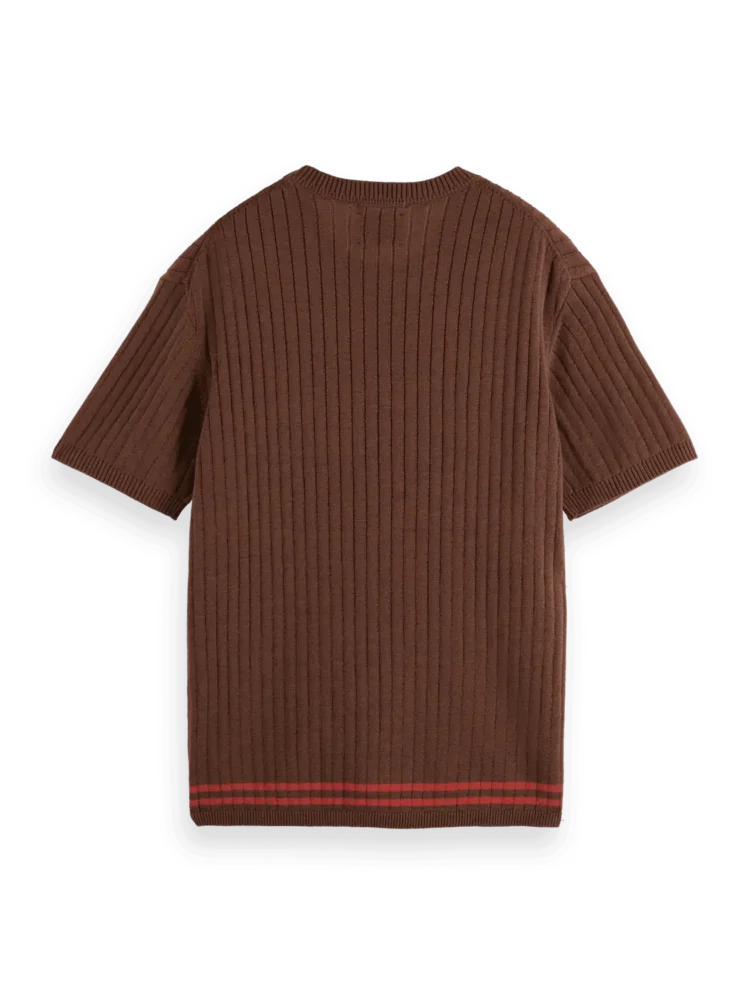 Scotch & Soda Structured knitted T-shirt Cold brew - Image 3