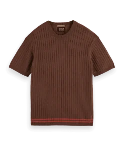 Alternative view of Scotch & Soda 180087 Structured knitted T-shirt Cold brew