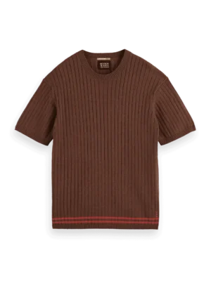 Alternative view of Scotch & Soda 180087 Structured knitted T-shirt Cold brew