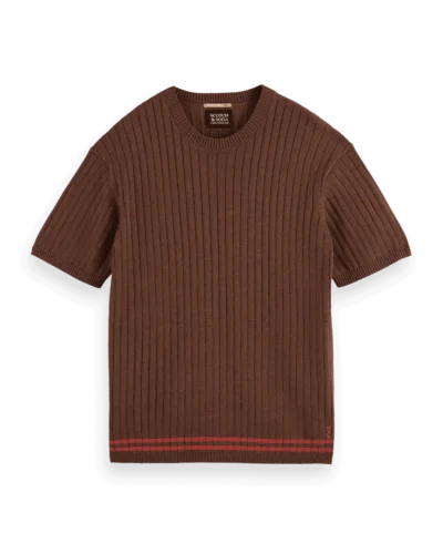 Alternative view of Scotch & Soda 180087 Structured knitted T-shirt Cold brew