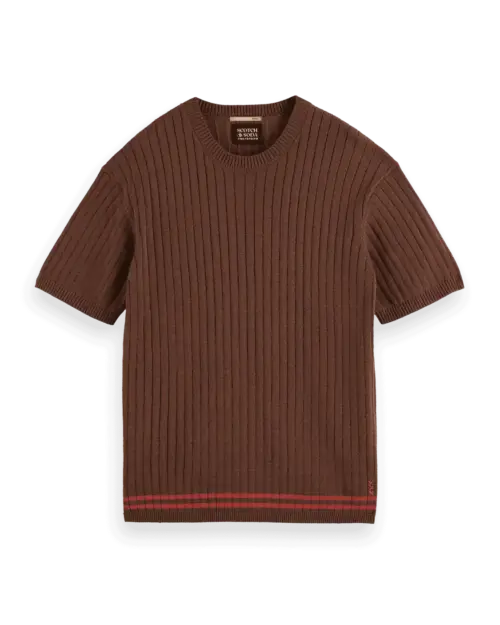 Alternative view of Scotch & Soda 180087 Structured knitted T-shirt Cold brew