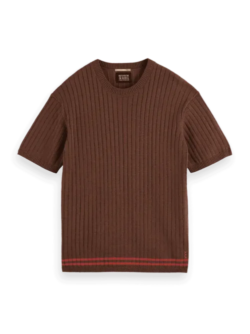 Alternative view of Scotch & Soda 180087 Structured knitted T-shirt Cold brew
