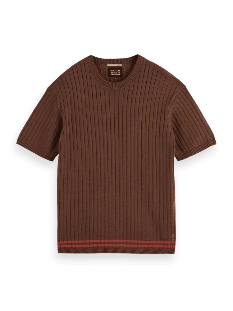 Scotch & Soda Structured knitted T-shirt Cold brew - Image 2