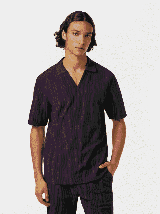 Scotch & Soda Jacquard cotton terry relaxed polo