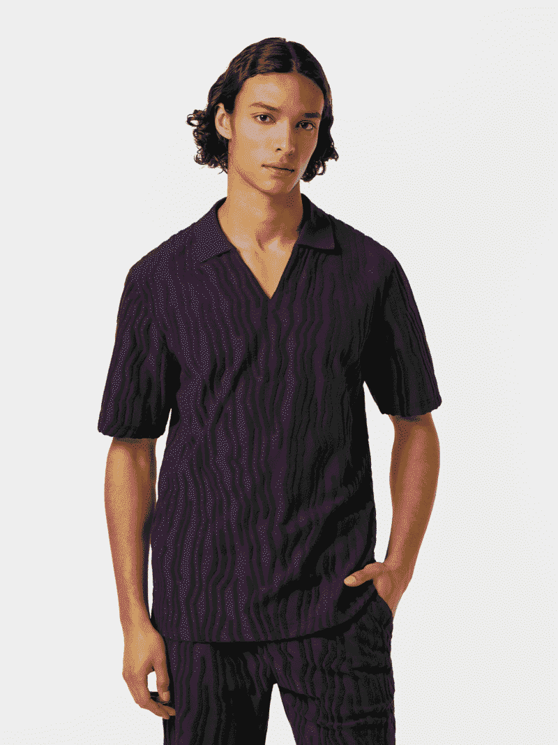 Scotch & Soda Jacquard cotton terry relaxed polo