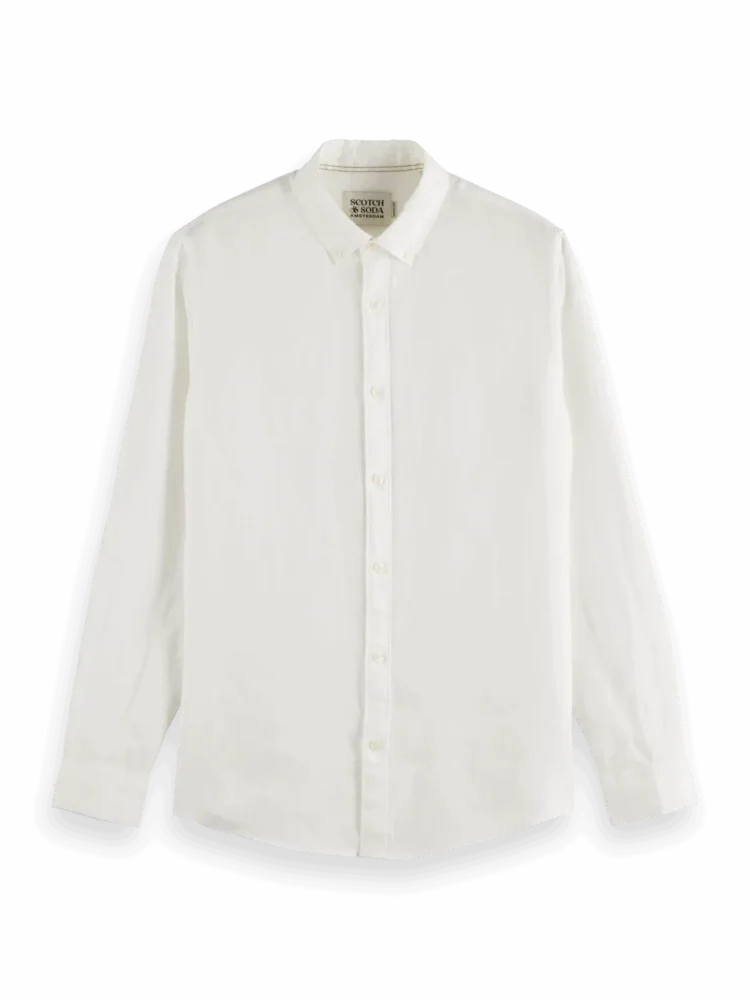 Scotch & Soda 179188, Linen shirt long sleeve button-down, Off white - Image 5