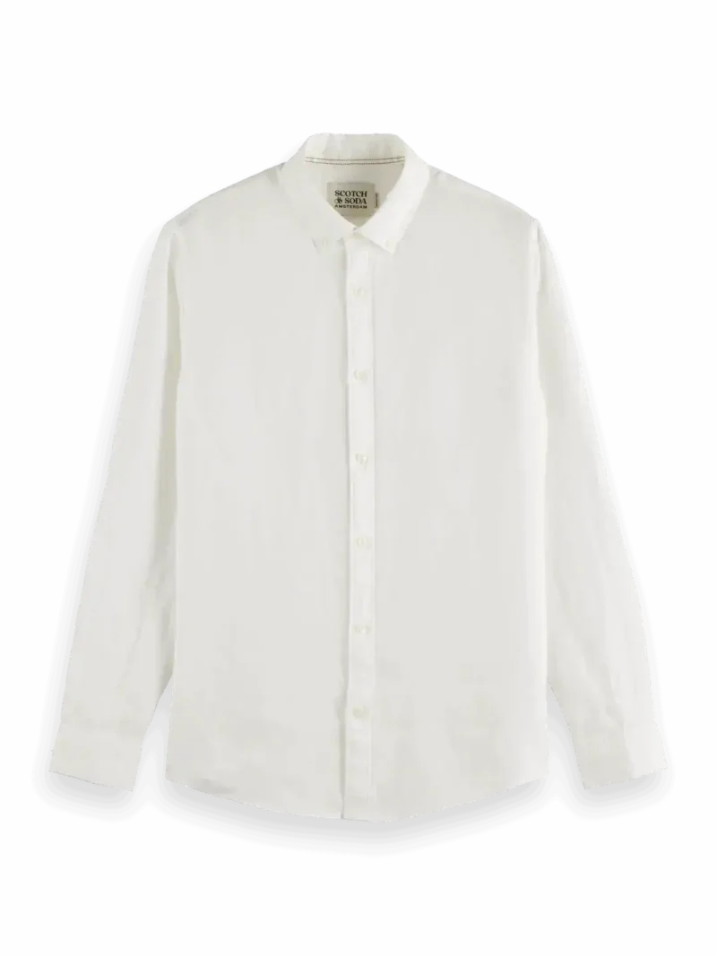 Scotch & Soda 179188, Linen shirt long sleeve button-down, Off white - Image 5