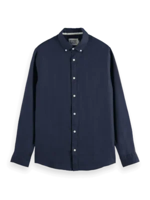Scotch & Soda 179188 100% Linen shirt long sleeve button-down Night image4