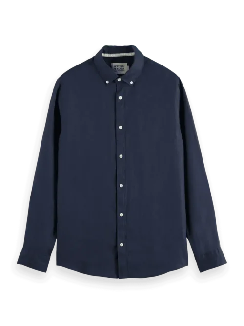 Scotch & Soda 179188 100% Linen shirt long sleeve button-down Night image4
