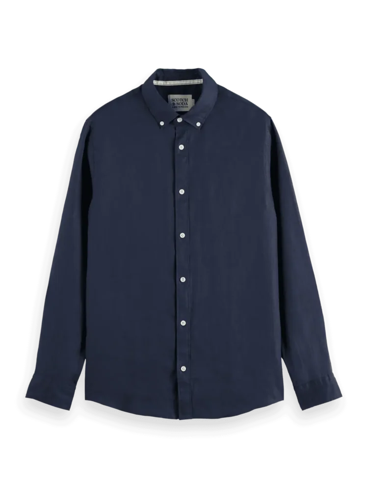 Scotch & Soda Linen shirt long sleeve button-down Night - Image 6