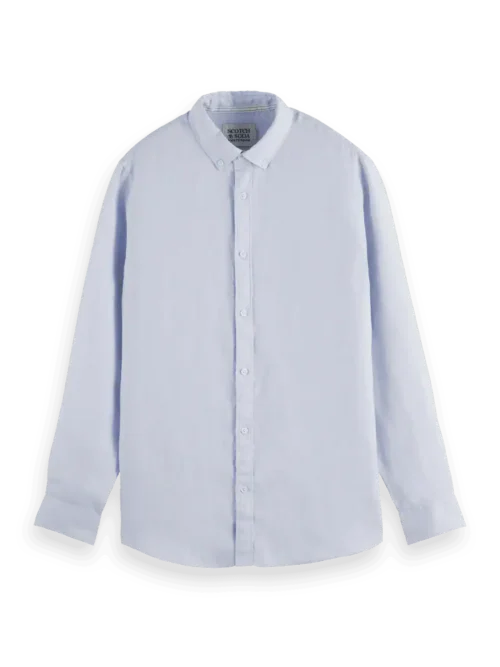 Scotch & Soda 179188 100% Linen shirt long sleeve button-down, Shirt blue - Image 7