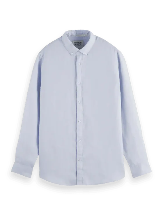 Scotch & Soda Linen shirt long sleeve button-down, Shirt blue - Image 7