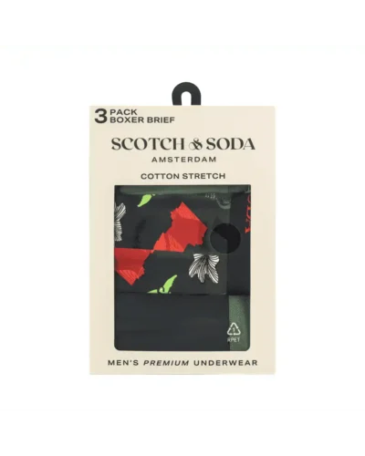Alternative view of Scotch & Soda 3 pack Men's Solid Cotton Stretch Boxer shorts Medium Green