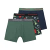 Scotch & Soda 3 pack Men's Solid Cotton Stretch Boxer shorts Medium Green