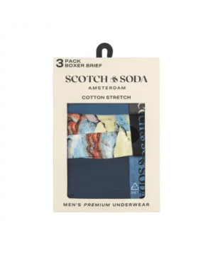 Alternative view of Scotch & Soda 3 pack Men's Solid Cotton Stretch Boxer shorts Blue