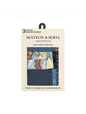 Alternative view of Scotch & Soda 3 pack Men's Solid Cotton Stretch Boxer shorts Blue