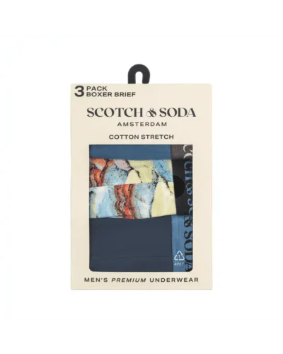 Alternative view of Scotch & Soda 3 pack Men's Solid Cotton Stretch Boxer shorts Blue