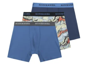 Scotch & Soda 3 pack Men's Solid Cotton Stretch Boxer shorts Blue