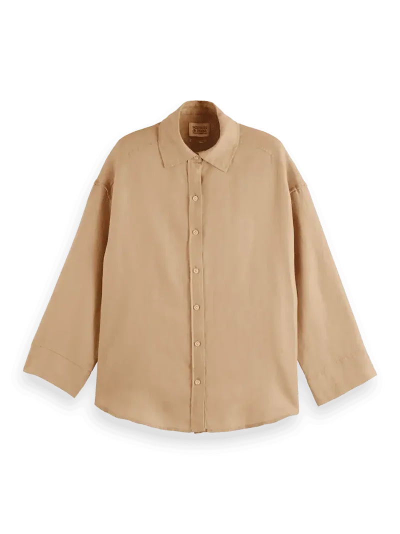 Scotch &Soda U9A00626T, Wide sleeve linen shirt Soft camel - Image 4