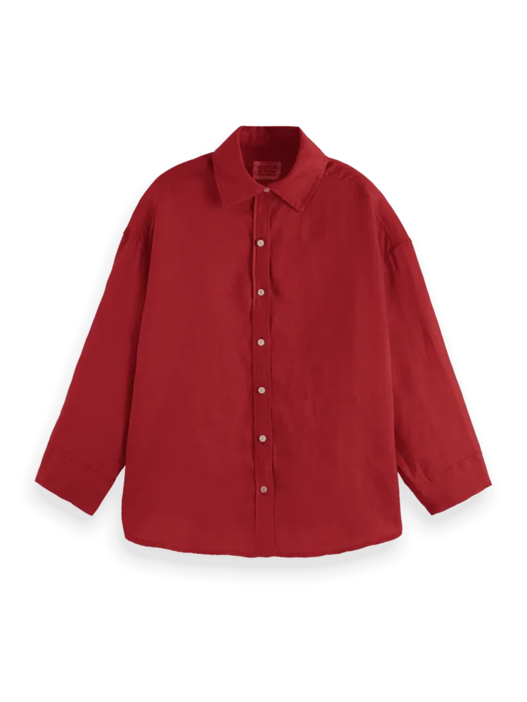 Scotch &Soda Wide sleeve linen shirt Roadside red - Image 6