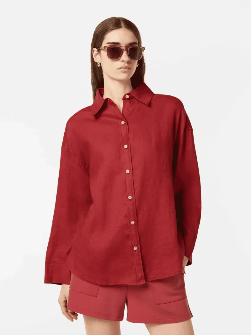 Scotch &Soda U9A00626T, Wide sleeve linen shirt Roadside red