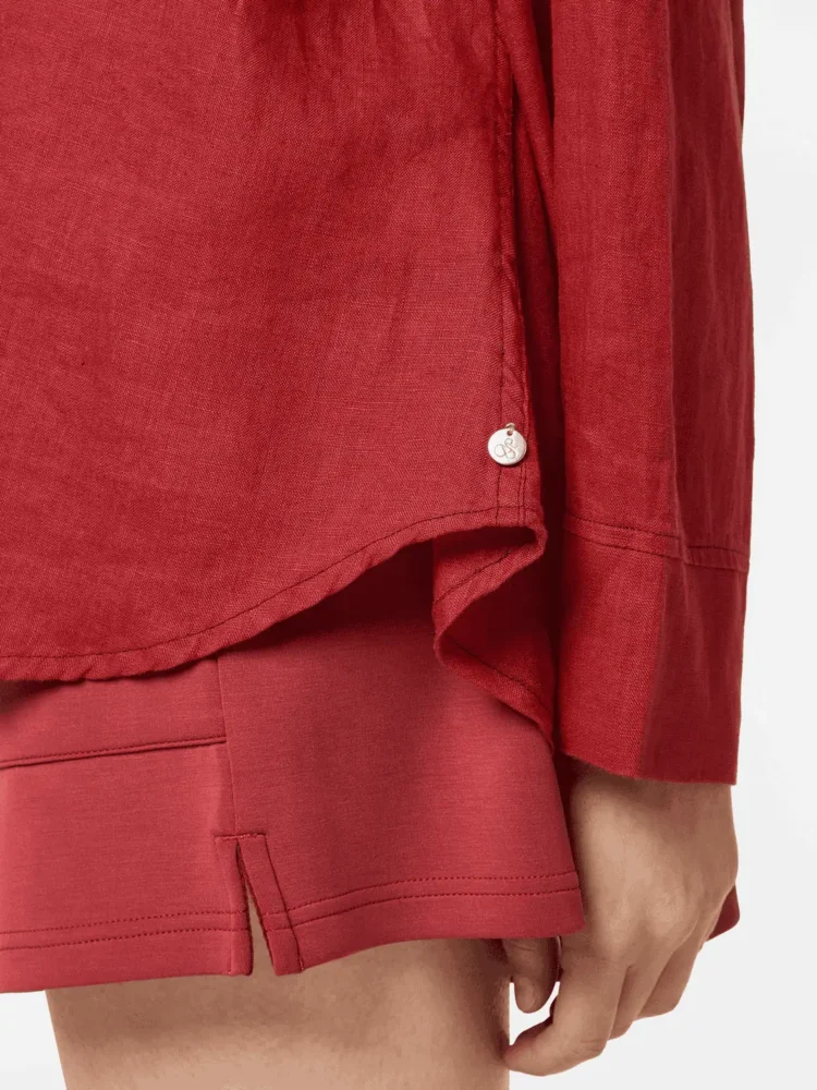 Scotch &Soda Wide sleeve linen shirt Roadside red - Image 4