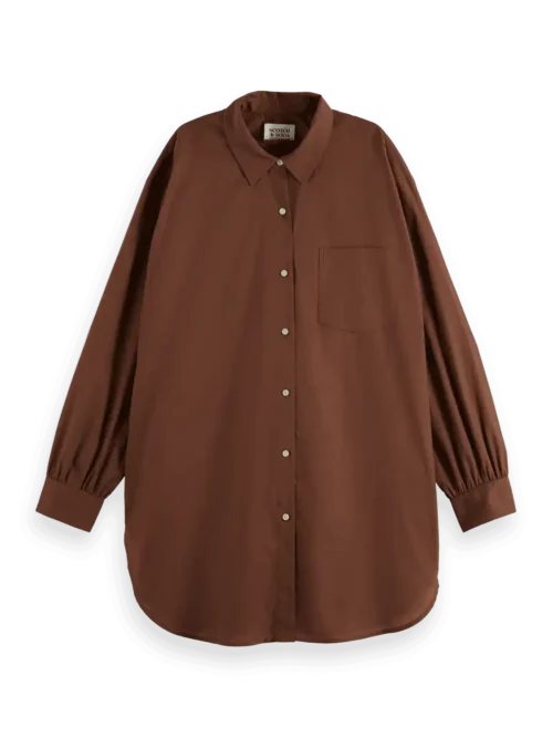 Scotch & Soda U9B00628T Oversized light weight cotton shirt Cold brew - Image 5