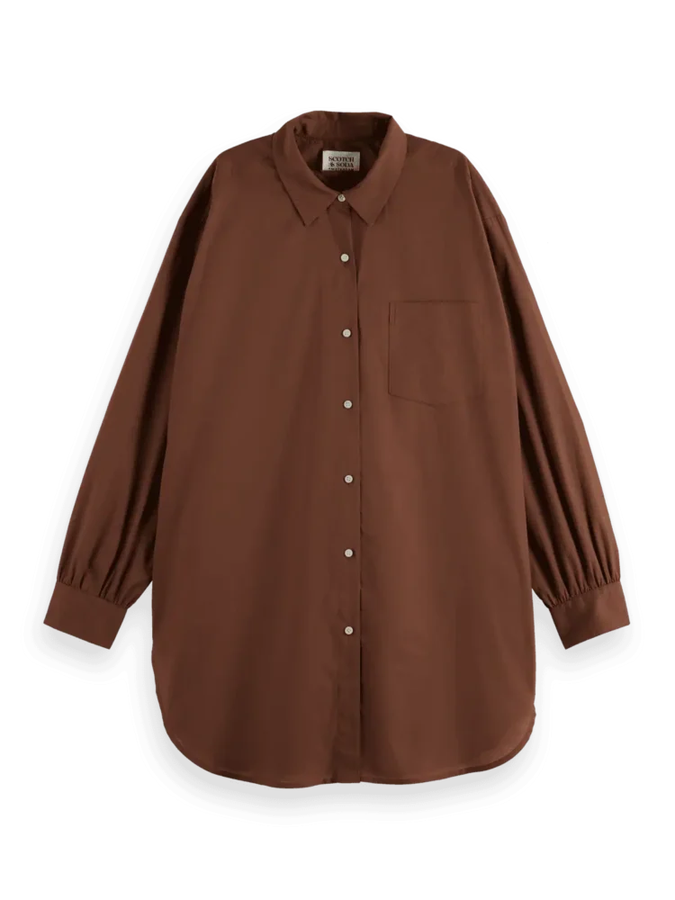 Scotch & Soda Oversized light weight cotton shirt Cold brew - Image 5