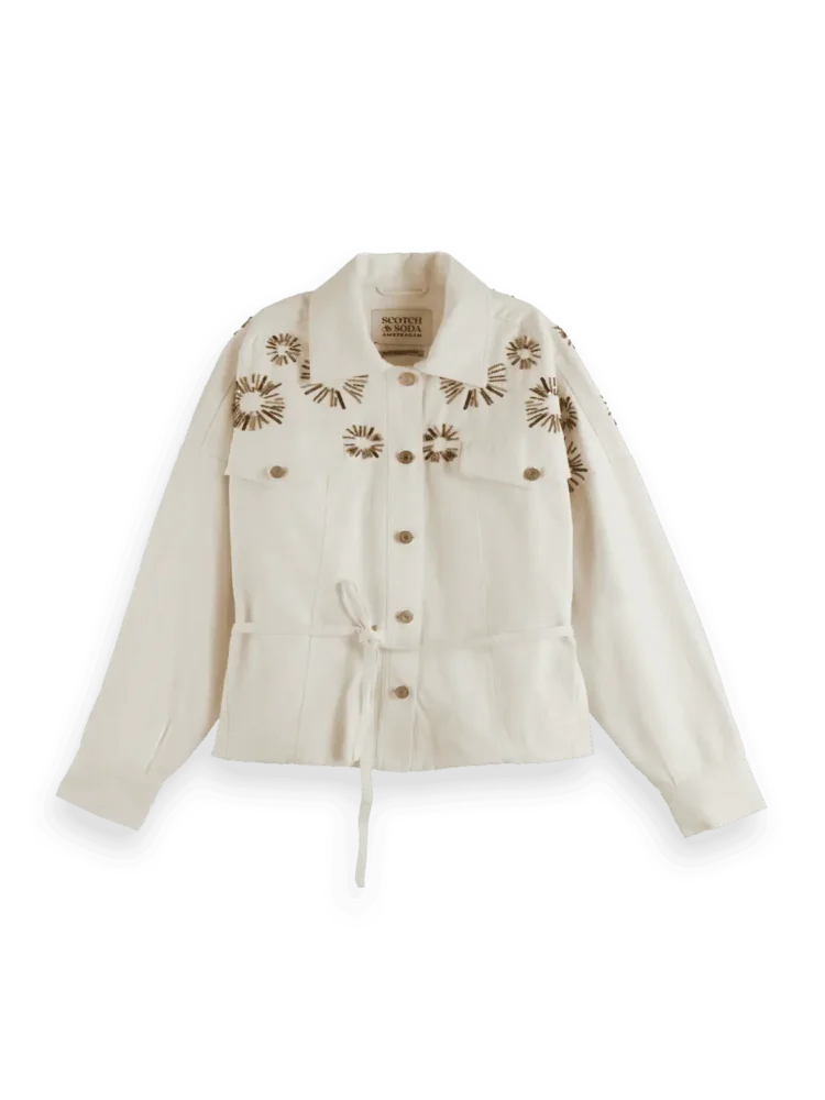 Scotch &Soda Embellished belted cotton trucker jacket - Image 5