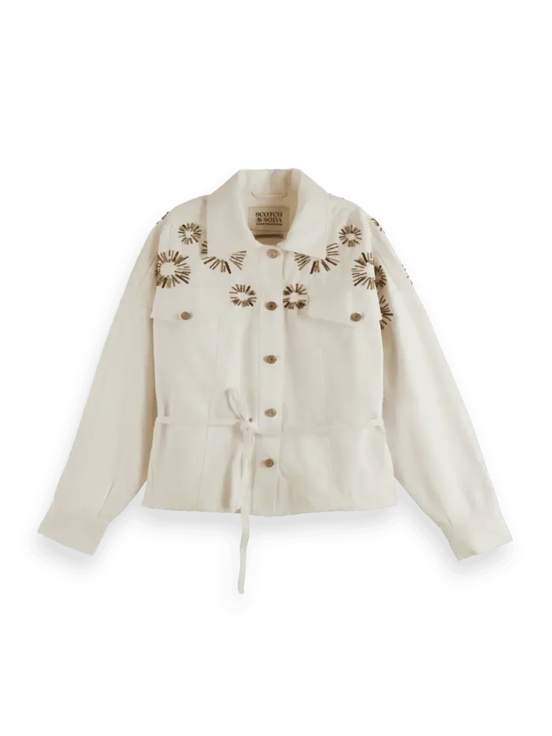 Scotch &Soda U9G00581T, Embellished belted cotton trucker jacket - Image 5