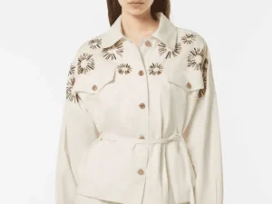 Scotch &Soda Embellished belted cotton trucker jacket