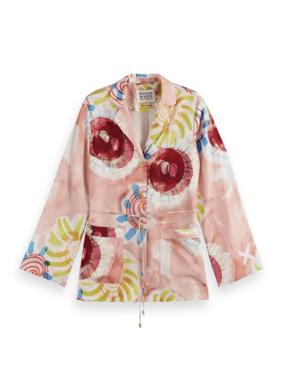 Scotch & Soda U9G00584T, Printed pyjama blazer Abstract sun pink - Image 4