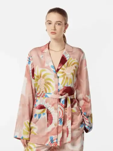 Scotch & Soda U9G00584T, Printed pyjama blazer Abstract sun pink