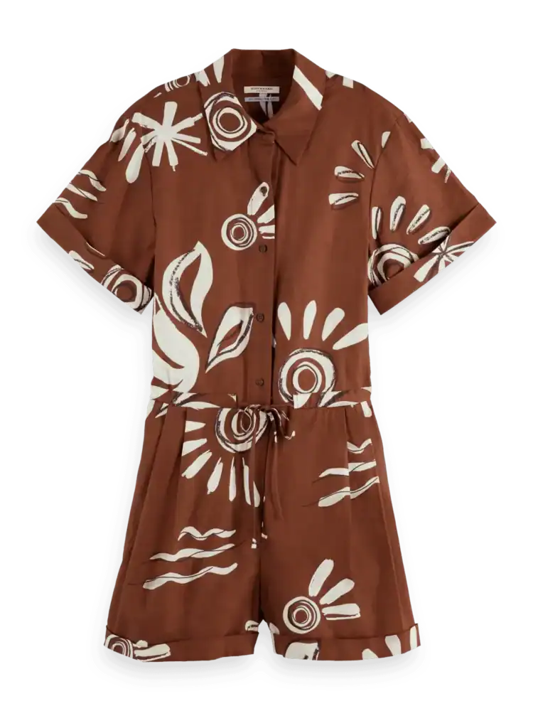 Scotch & Soda Linen Utility Playsuit, Inky sun brown - Image 5